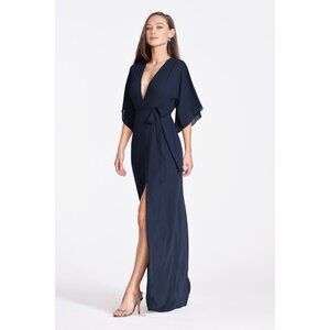 Long Formal Dress with Sleeves. Navy. Size 14